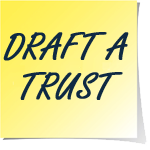 A yellow sticky note that says draft a trust in black text