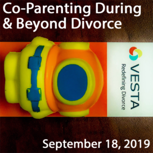 Skylark Spacewoman, Vesta flyer and text Co-Parenting During & Beyond Divorce